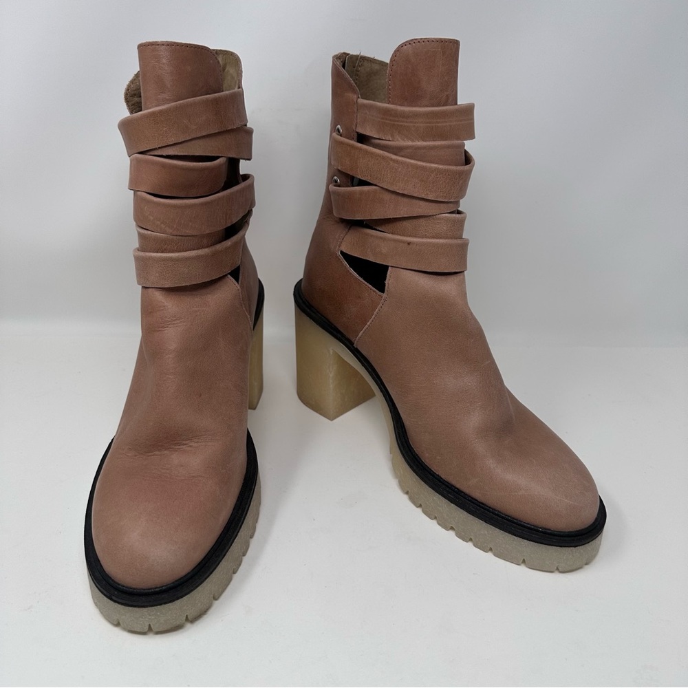 Free People Jesse Cutout Heeled Boots English Tan Size 41, US 11